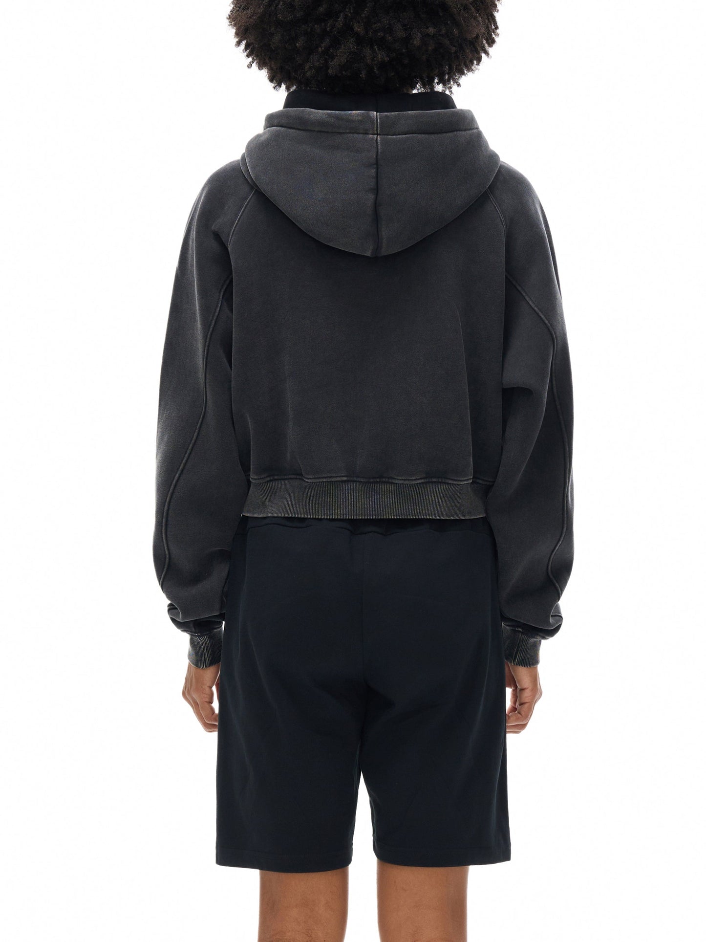 Basic B Grunge Wash Cropped Hoodie